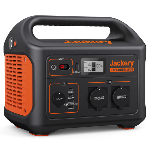 Hausluxy™ Jackery Explorer 1000, 1002Wh Tragbare Powerstation Mobiler Stromspeicher mit 230V/1000W (Spitze 2000 W)